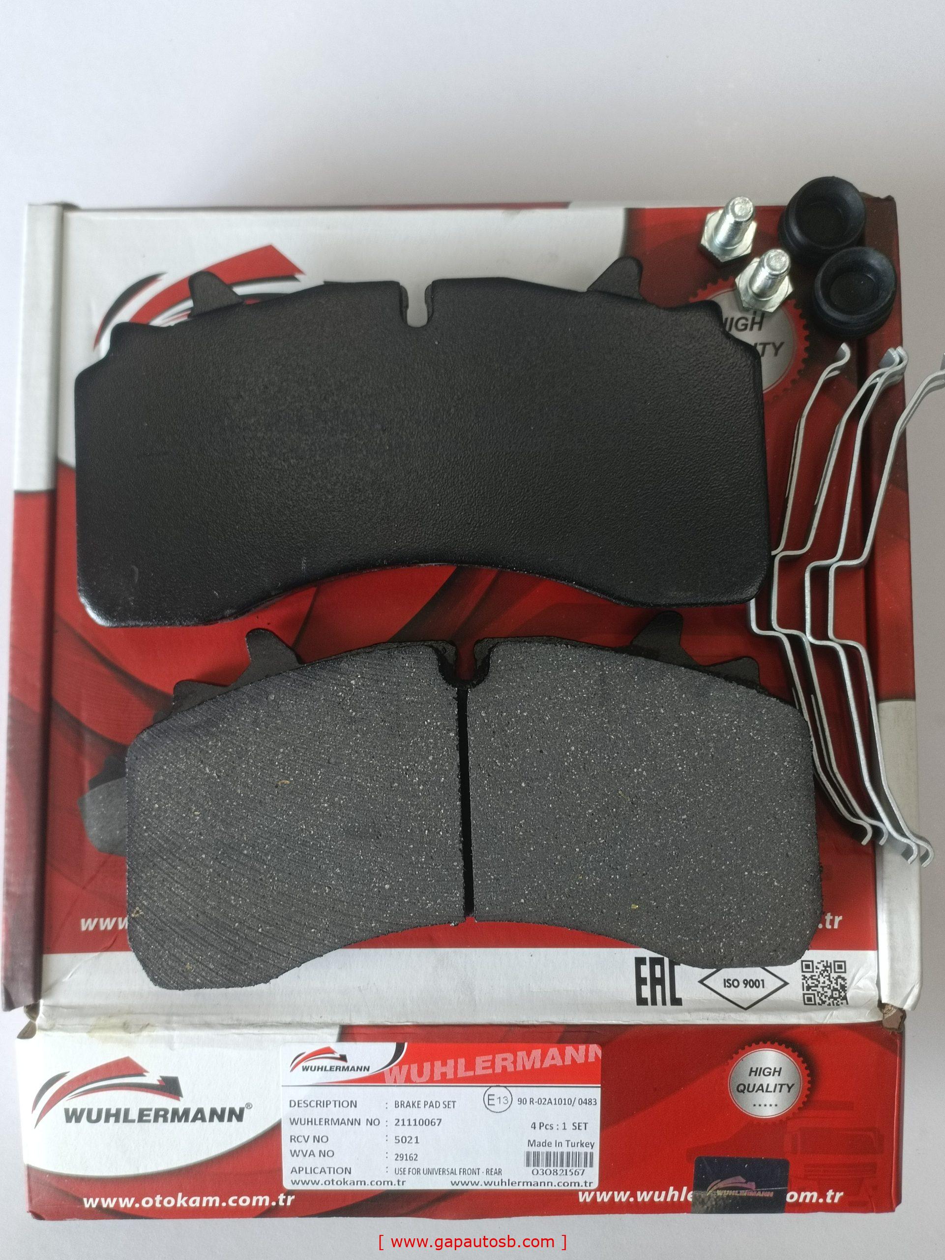 WVA29162 HENDRICKSON DISC PAD 9TON WUHLERMANN