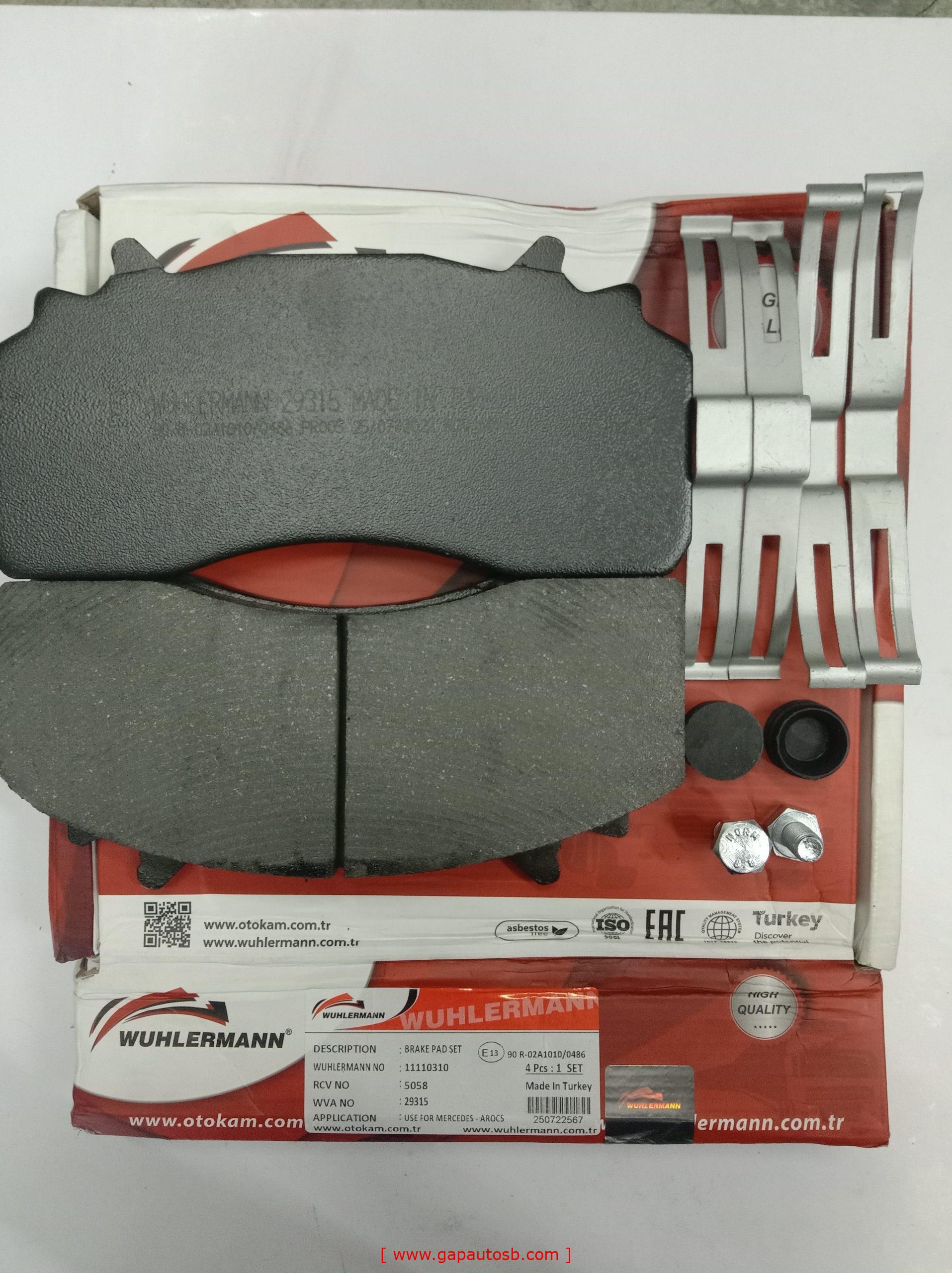 WVA29315/A0014215210 MB ACTROS MP4/MP5 FRONT AND REAR DISC PAD WABCO TYPE